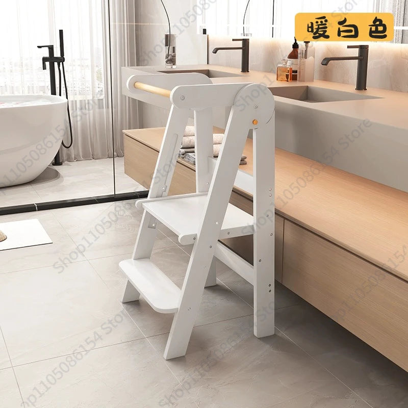 Baby Montessori Learning Tower Washing Table Foot Stool Children Washing Stool Armrest