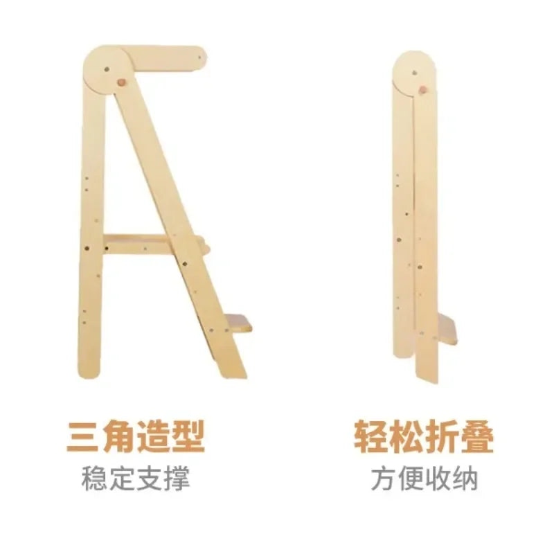 Learning Tower Foldable Baby Hand Stepping Stool Children's Washing Table Solid Wood Adjustable Armrest Stool