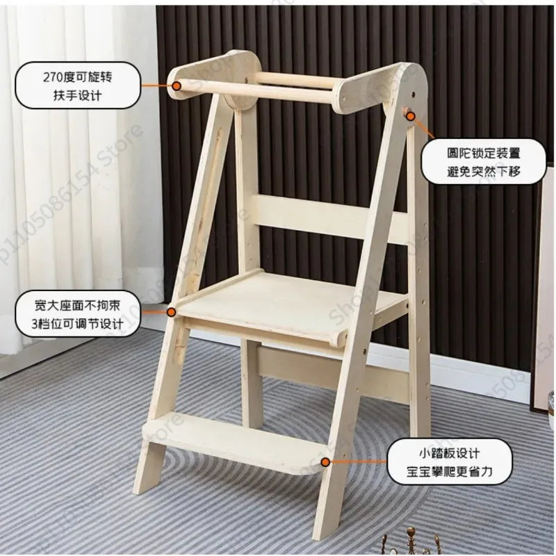 Baby Montessori Learning Tower Washing Table Foot Stool Children Washing Stool Armrest