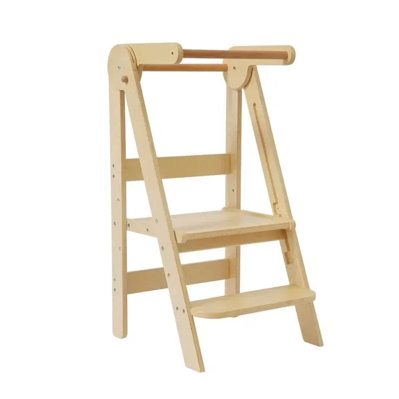 Learning Tower Foldable Baby Hand Stepping Stool Children's Washing Table Solid Wood Adjustable Armrest Stool