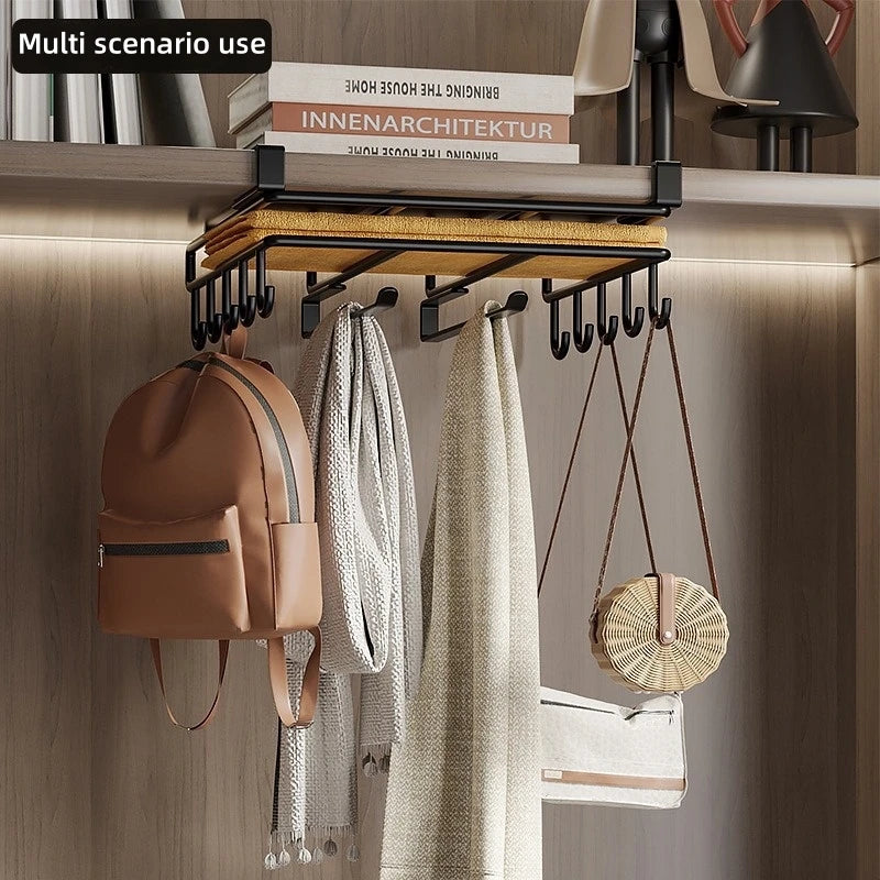 Kitchen Hanging Organizer Rack with Hooks Under Cupboard Multipurpose Wall-mounted Kitchen Organizers Storage Rack